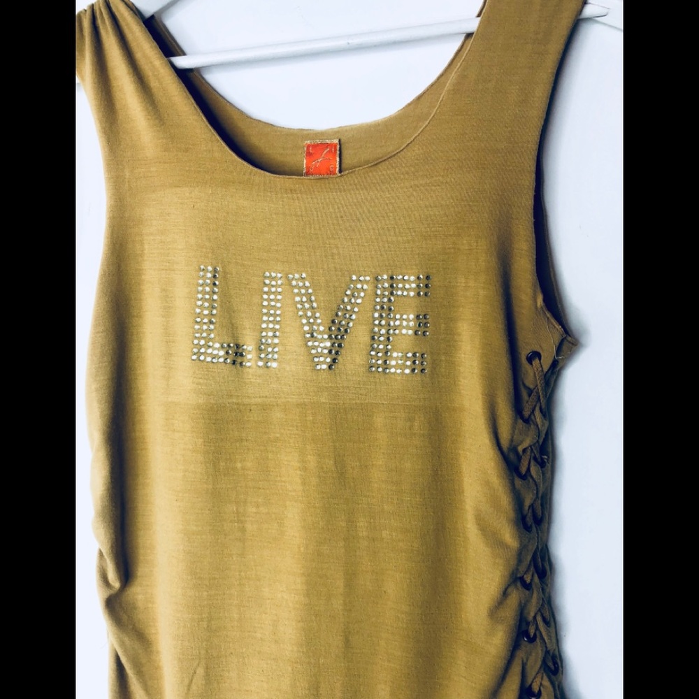 LIVE BLING LOGO RUCHED BLOUSE SIZE LARGE RUMPLE - Picture 3 of 12